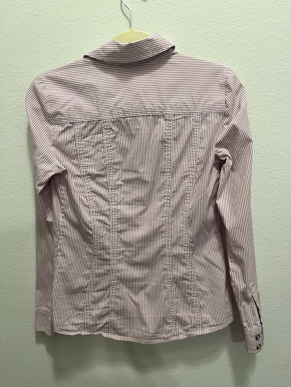WHBM Pink and White Striped Dress Shirt - Picture 3 of 4